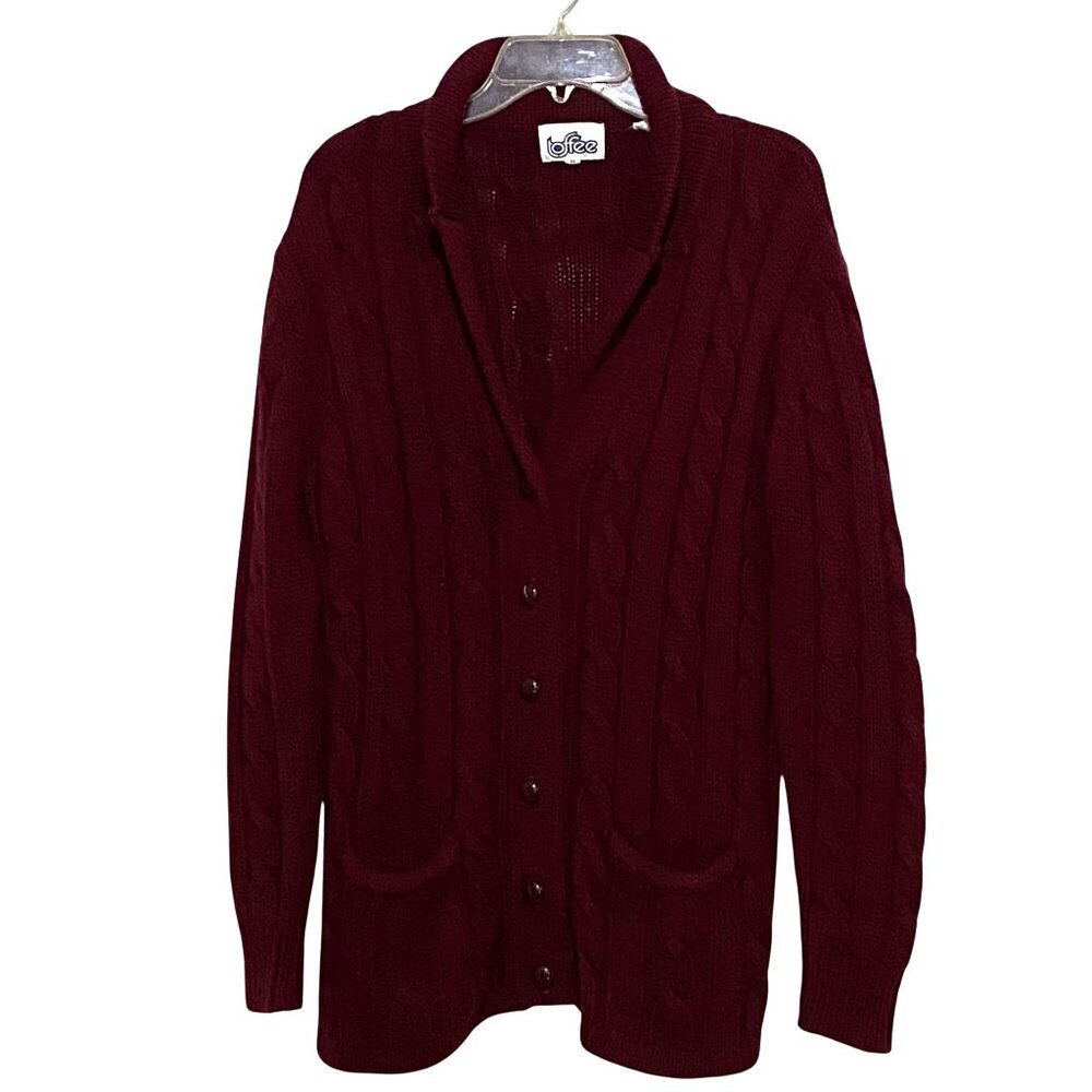 Vintage‎ Toffee Cardigan Fisherman Sweater M Grandmacore Librarian Hobbitcore